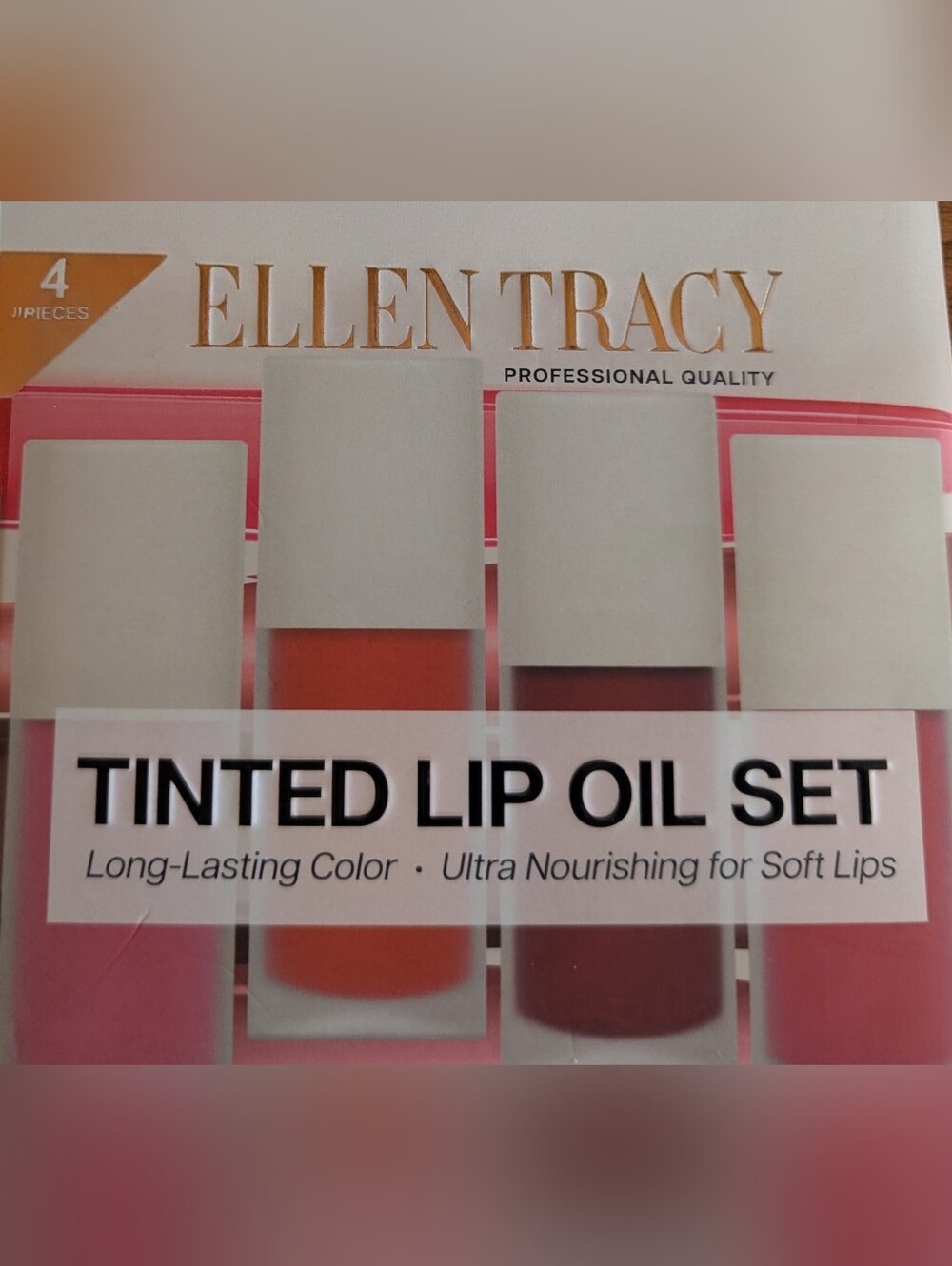Ellen Tracy Tinted Lip Oil Set 4-Piece BN Sealed Lip Makeup Long Lasting Color